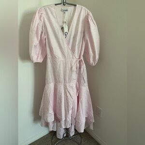 Ganni Pink Poplin Dress